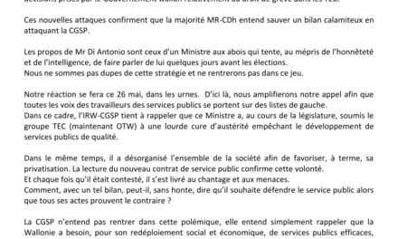 MOTION DU COMITE WALLON IRW-CGSP DU 20 MAI 2019